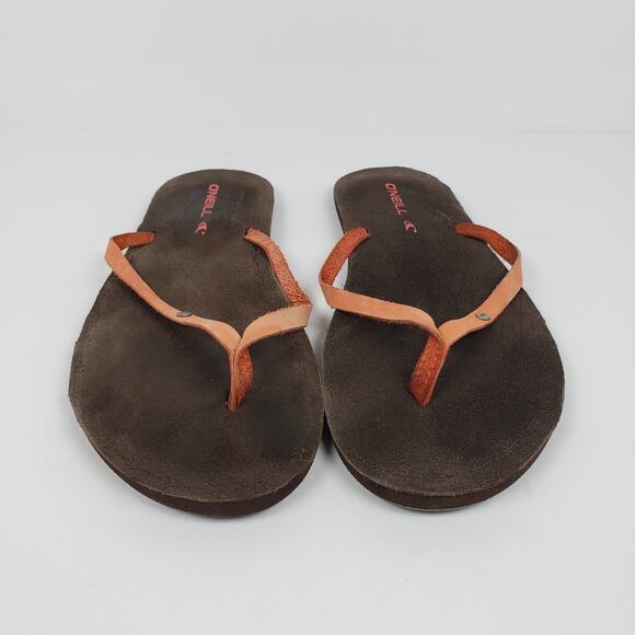 O'Neill Womens Size 8 Brown Coral Leather Slip On Thong Flip Flop Sandals - Picture 4 of 9